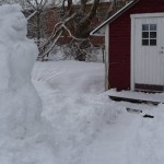 Snow woman and house