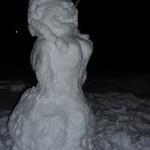 Snow woman in the dark