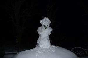 The snow man in the dark